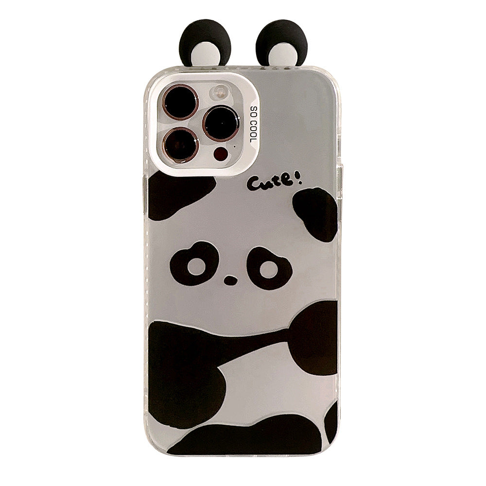 携帯ケース アイホンケース パンダ 耳 シルバー  キュート 可愛い TPU 精密開口 ストラップ対応 ケースFOR IPHONE 軽量ケース