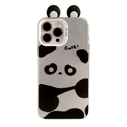 携帯ケース アイホンケース パンダ 耳 シルバー  キュート 可愛い TPU 精密開口 ストラップ対応 ケースFOR IPHONE 軽量ケース