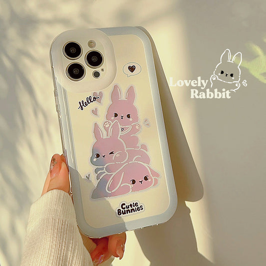 ケース for iPhone ケースウサギ バニー ホワイト 透明フルカバー 人気 擦り傷防止 全面保護 耐衝撃 超頑丈