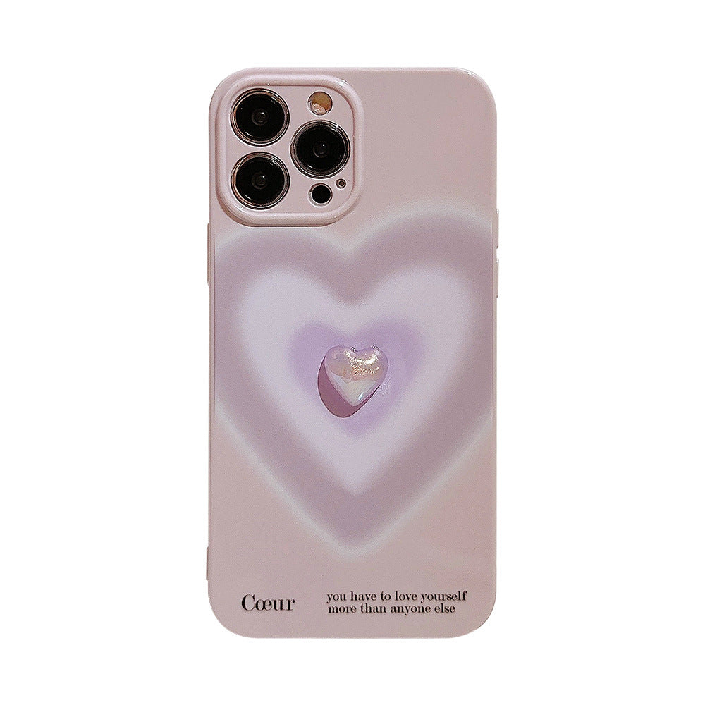 Iphone専用ケース 携帯ケース 鍍金ハート かわいい 立体ハート 衝撃対応 精密開口ケース for IPHONE フルカバー 水色