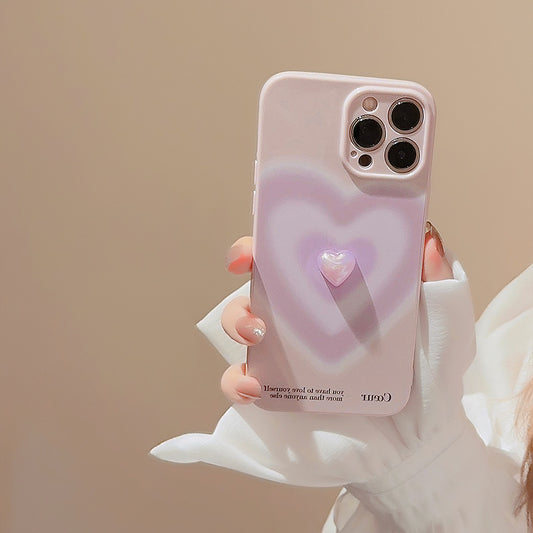 Iphone専用ケース 携帯ケース 鍍金ハート かわいい 立体ハート 衝撃対応 精密開口ケース for IPHONE フルカバー 水色