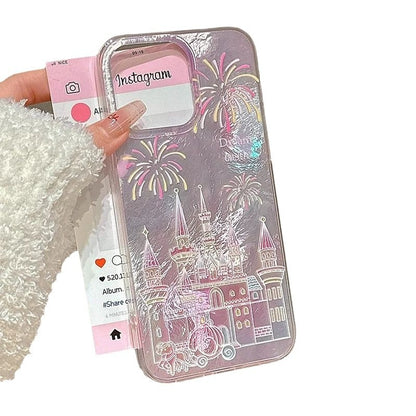 iPhoneケース [反射性 / One Piece ] -  ［ワイヤレス充電対応］お城と花火 ヒカル夢 カメラ保護 おしゃれ  スマホケース