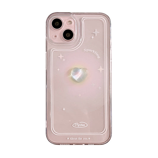 スマホケース 携帯ケース ピンクハート かわいい 透明軽量 立体 黄変対応 衝撃対応 精密開口 レディース ケース for IPHONE フルカバー