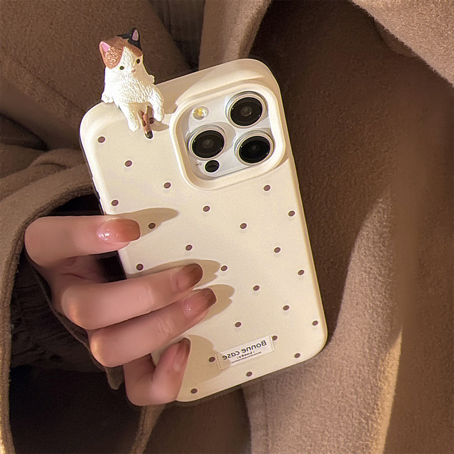 可愛い携帯ケース アイホン対応 多彩 スマホケース 柔らかい 点々 猫猫 ネコ iphone 立体ネコ 彩色絵 みずたま おしゃれ