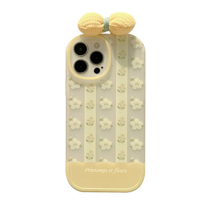 リボン 可愛い 立体感リボン柄 携帯ケース スマホケース アイフォン用ケース 花 動物 レディース ウサギ コブタ クマ