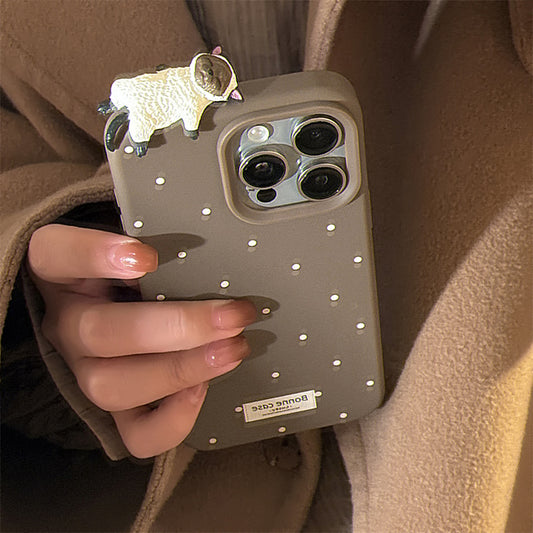 可愛い携帯ケース アイホン対応 多彩 スマホケース 柔らかい 点々 猫猫 ネコ iphone 立体ネコ 彩色絵 みずたま おしゃれ