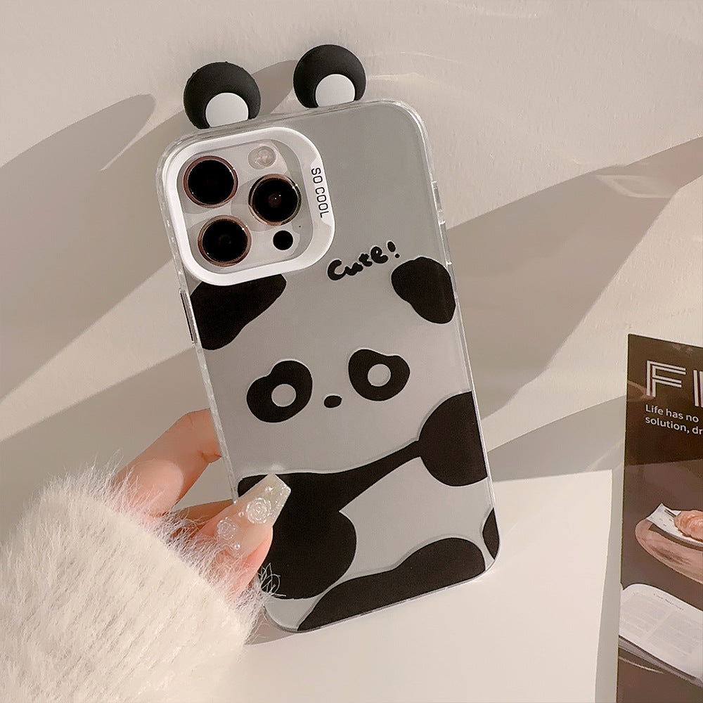 携帯ケース アイホンケース パンダ 耳 シルバー  キュート 可愛い TPU 精密開口 ストラップ対応 ケースFOR IPHONE 軽量ケース