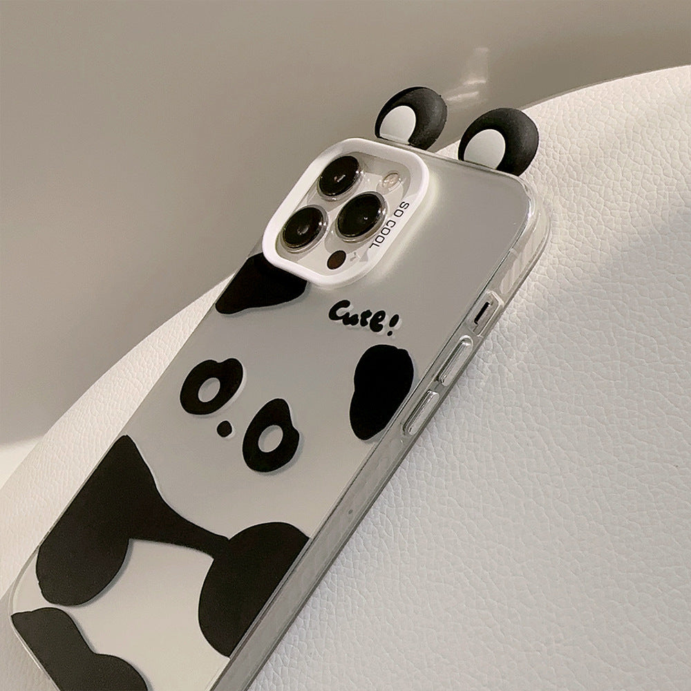 携帯ケース アイホンケース パンダ 耳 シルバー  キュート 可愛い TPU 精密開口 ストラップ対応 ケースFOR IPHONE 軽量ケース