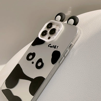 携帯ケース アイホンケース パンダ 耳 シルバー  キュート 可愛い TPU 精密開口 ストラップ対応 ケースFOR IPHONE 軽量ケース