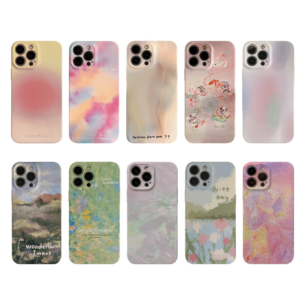 【+1】ケース for IPHONE 携帯ケース スマホケース 水墨画 衝撃対応 精密開口 レディース フルカバー