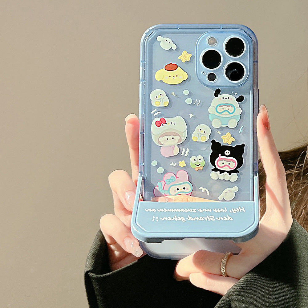携帯ケース iPhone 用ケース 漫画 アニマル イヌ スタンド 白い ホワイト 透明 女性 人気 擦り傷防止 全面保護 耐衝撃 黄変対応