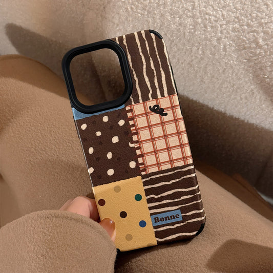 可愛いケース 携帯スマホケース アイホン TPU 軽量 カード 軽量フルカバー IPHONE ストラップ レトロ 水玉 つなぎ合わせ
