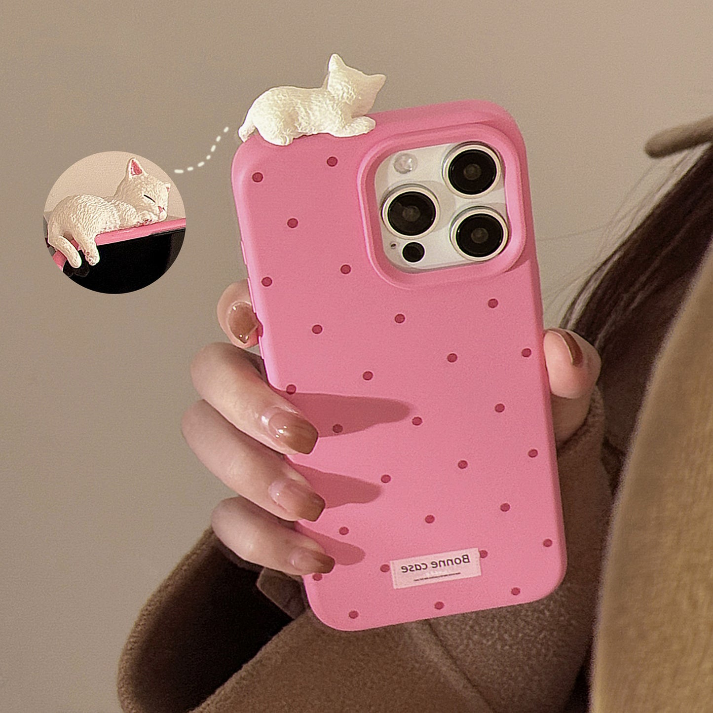 可愛い携帯ケース アイホン対応 多彩 スマホケース 柔らかい 点々 猫猫 ネコ iphone 立体ネコ 彩色絵 みずたま おしゃれ