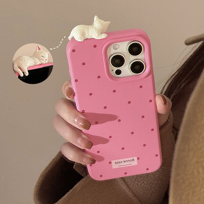 可愛い携帯ケース アイホン対応 多彩 スマホケース 柔らかい 点々 猫猫 ネコ iphone 立体ネコ 彩色絵 みずたま おしゃれ